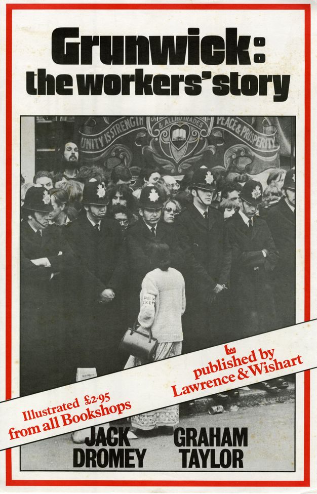 Cover of a book. The title appears over a black and white photograph of a woman facing an impenetrable line of police officers.