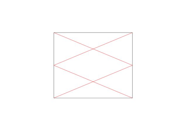 Two diagrams. The diagram to our left shows a grey rectangle overlaid with a circle that intersects all four sides. Red lines connect the sides of the circle to opposite corners, making an eight-sided star. The other diagram does the same but with a circle overlaid on a wider rectangle so the points of the eight-sided star are less evenly distributed.